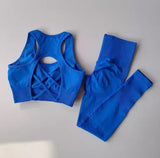 2PCS Women's Seamless Yoga Set - Shockproof Sports Bra & Leggings