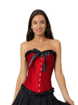 Contrast Ruffled Corset Tube Top