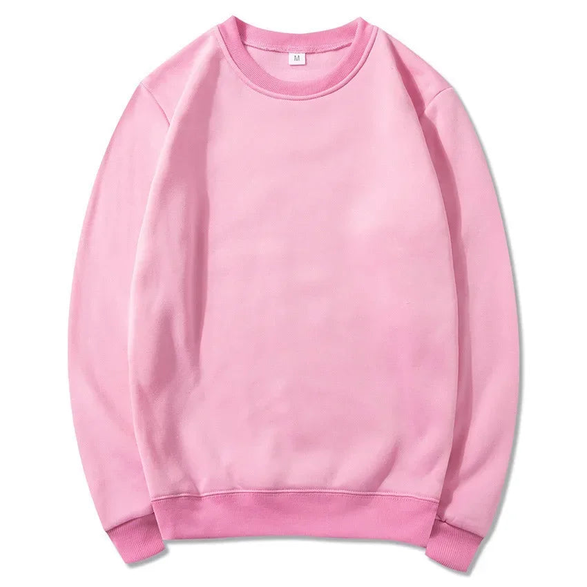Korean Fashion Men's Round Neck Sweatshirts Autumn Long Sleeves Vacation Pullovers Tops Casual Popular Man Solid Sweat Shirts