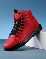 2026 Spring Fashion Red Men's Sneakers High Top Skateboarding Shoes for Men Women Comfortable Unisex Leather Sneakers Size 35-46