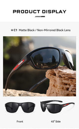 KDEAM All Black Fishing Sunglasses Polarized Performance Sports Sun Glasses For Men TR90 With Skull Case Category 3