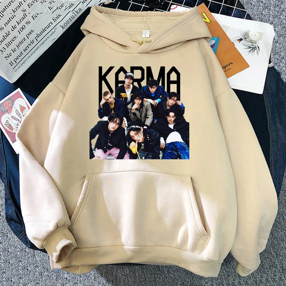 KARMA Vintage-Inspired Fleece Pullover Hoodie