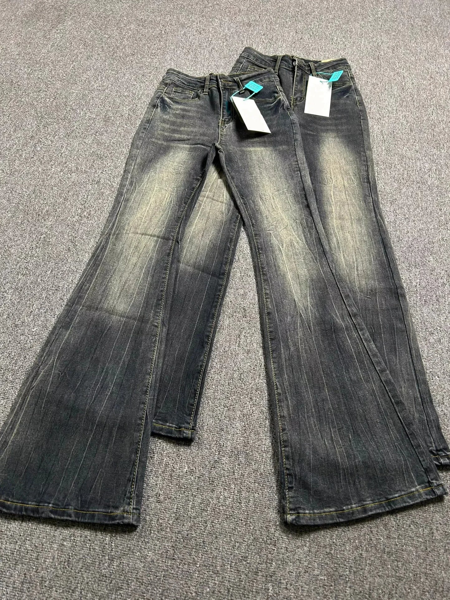 Women's Vintage Wide-Leg Flare Jeans – Black Grey
