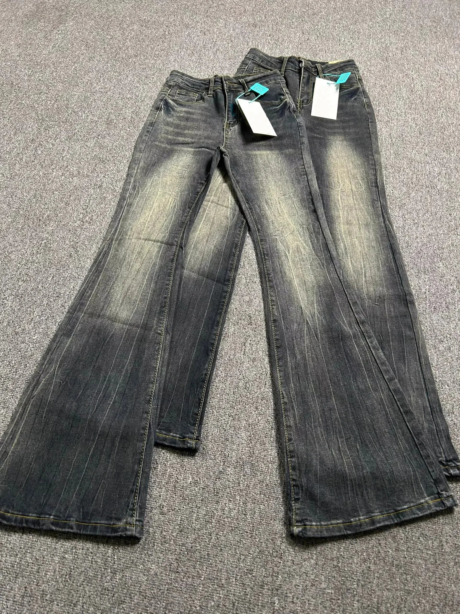 Women's Vintage Wide-Leg Flare Jeans – Black Grey