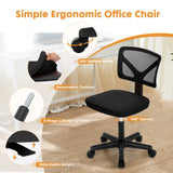 JHK Armless Mesh Office Chair | Lumbar Support & 360° Swivel
