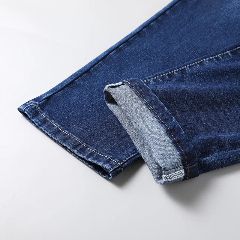 Cotton Men's Jeans Denim Pants Brand Classic Clothes Overalls Straight Trousers for Men Black Oversize Large Size 35 40 42 44 46