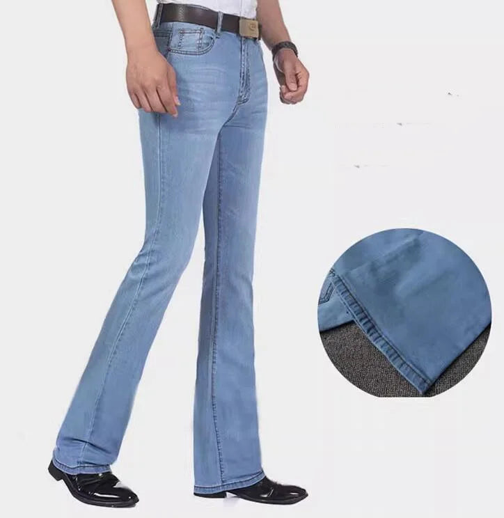 Men's Mid-Rise Flare Jeans | Slim Fit Denim Trousers
