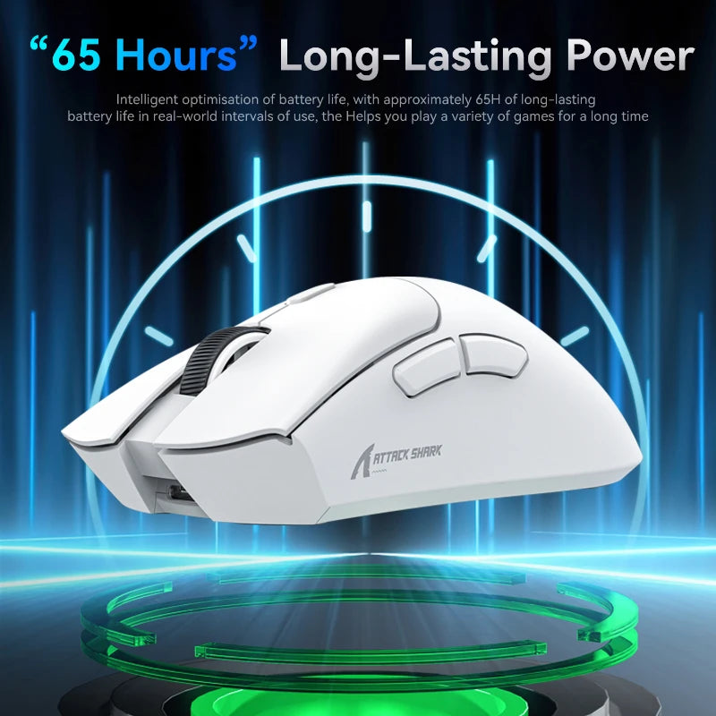 Lightweight ATTACK SHARK R1 Wireless Gaming Mouse Tri Mode 2.4G Bluetooth Wired RGB Ergonomic Programmable Mice For Laptop PC