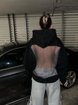 Women's Rhinestone Backless Oversized Hoodie