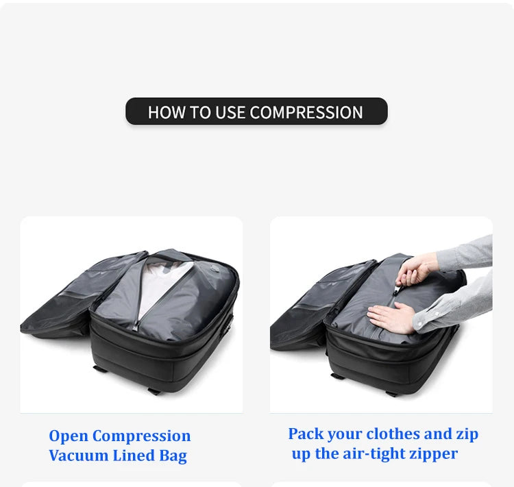 Vacuum Compression Travel Backpack – 17" Laptop & Adventure Ready