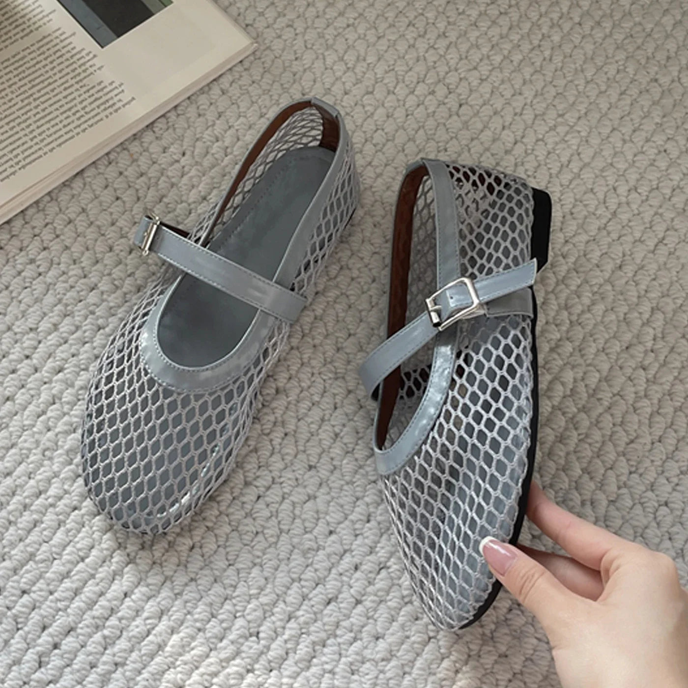 Eilyken Mesh Flat Sandals – Elegant Buckle Strap Women's Shoes