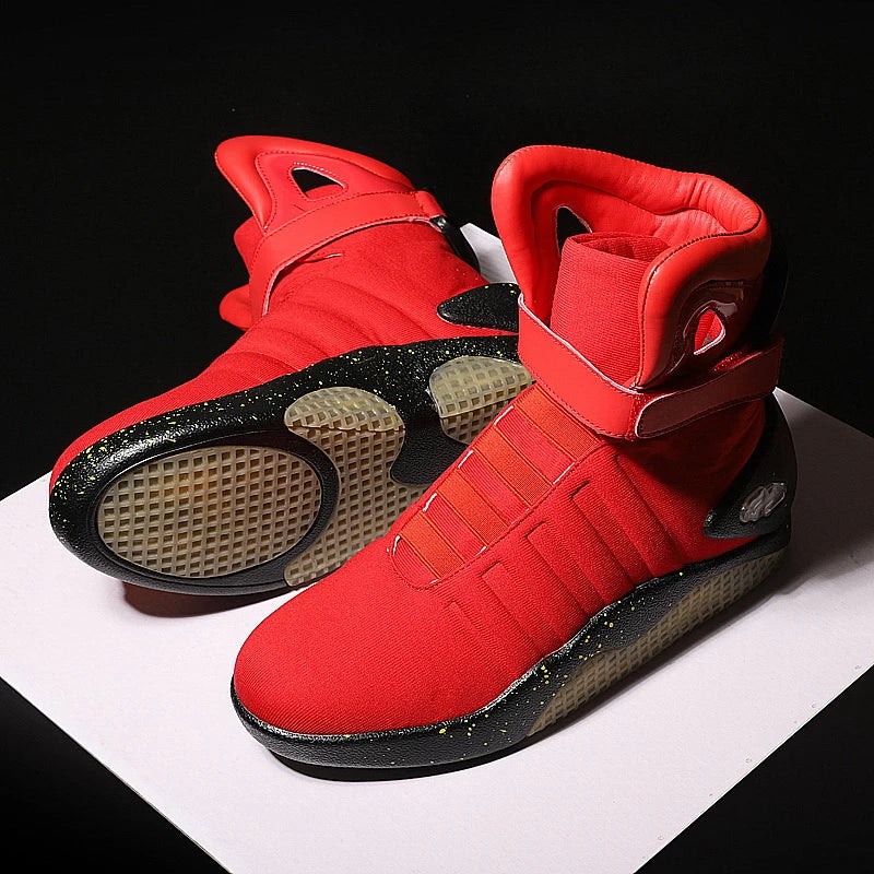 Remote Control LED Mag Shoes Fashion Light Up Sneakers  for Men Air Shoes USB Recharging Shoes Back To The Future Boots 1989