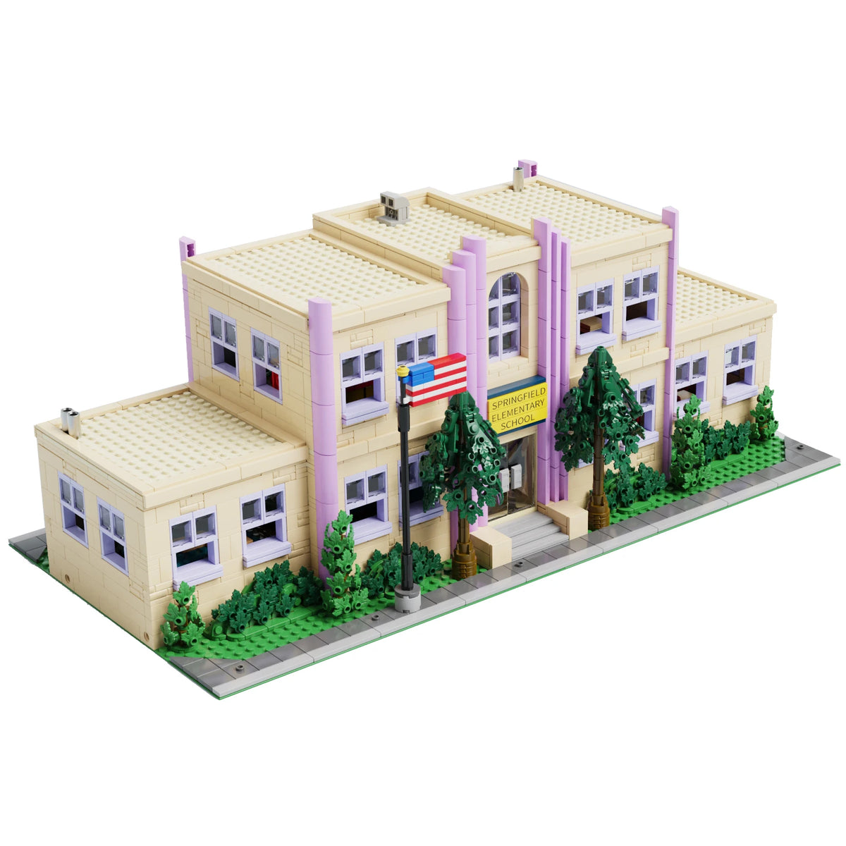 Springfield Elementary School House Modular Buildings Blocks City Apartment Architecture Brick Model Kit Adult DIY Gift 3500PCS