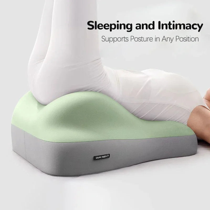 Ergonomic Memory Foam Waist Cushion Green Contoured Tummy Pillow Multi-Functional Support Pillow for Prone Sleep & Reading