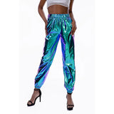 Women's Sparkly High-Waist Straight-Leg Pants