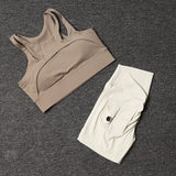 Fitness Shorts Yoga Sets Women's Tracksuit High Waist Sportswear Bra Workout Leggings Cycling Gym Shorts Sports Suit With Pocket