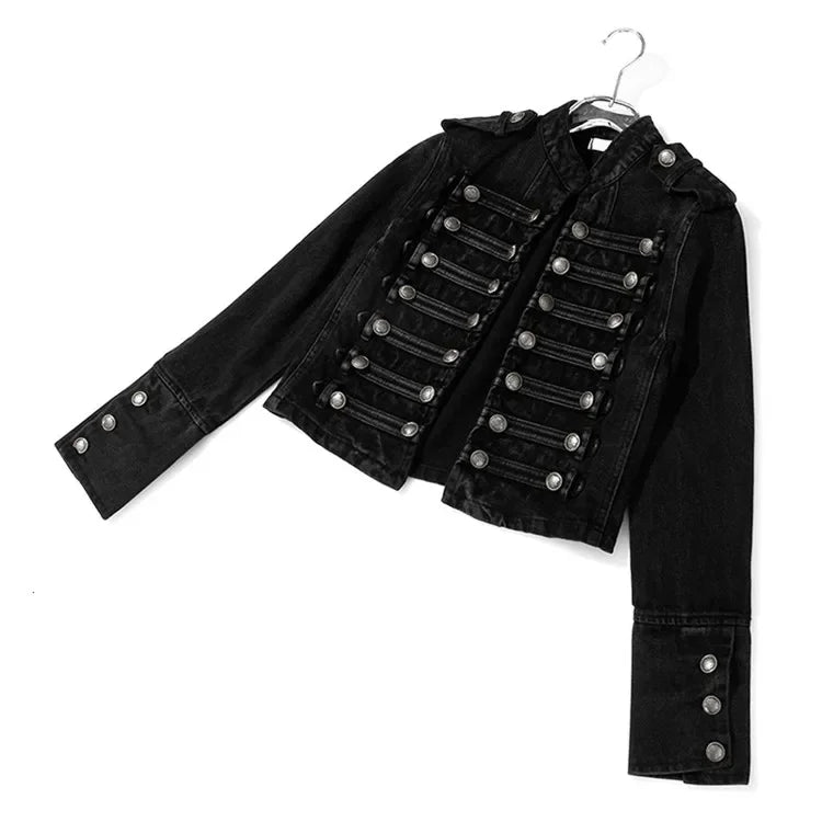 Split-Button Cropped Denim Jacket – Streetwear Jean Outerwear