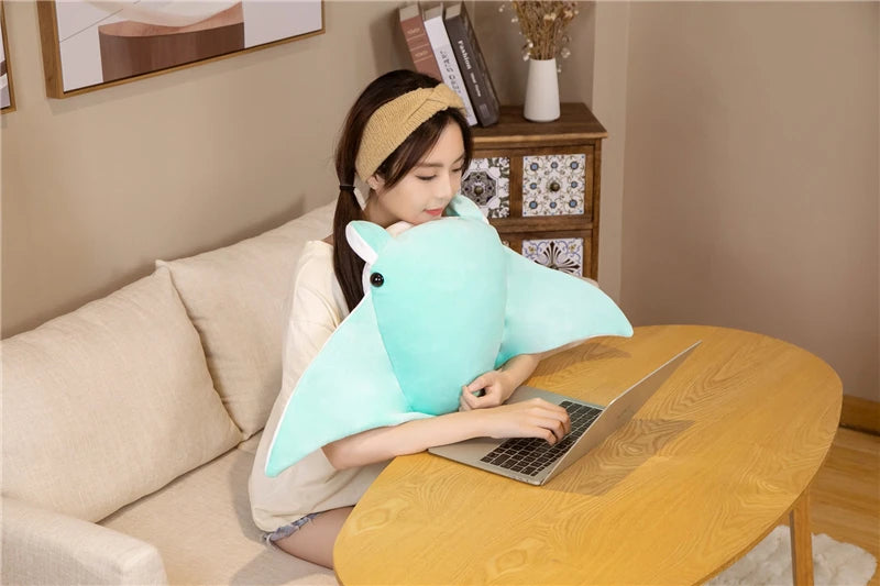 Kawaii Manta Ray Plush Pillow — Soft Marine Life Toy