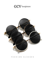 GCV Brand Hot Sale Avant-Garde Personality Women Female Gorgeous Sunglasses Round Frame Glasses Fashion Punk Style New Metal