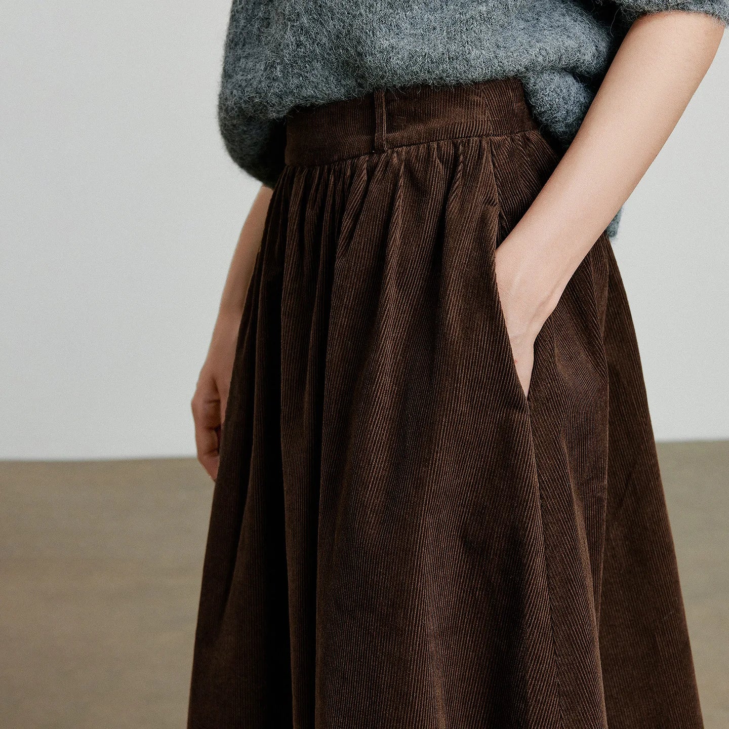 Toyouth Corduroy Ankle-Length A-Line Skirt | Autumn 2025