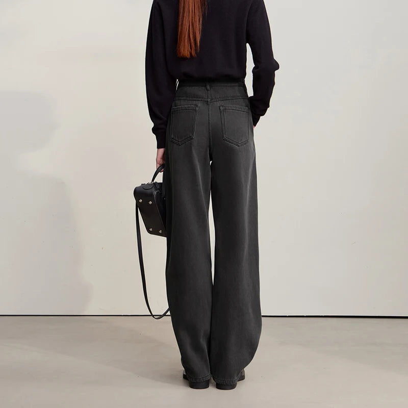 AMII Wide-Leg Warm Jeans – Winter 2025 | Women's