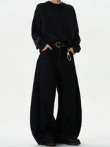 Men's Baggy Wide-Leg Curved Denim Jeans