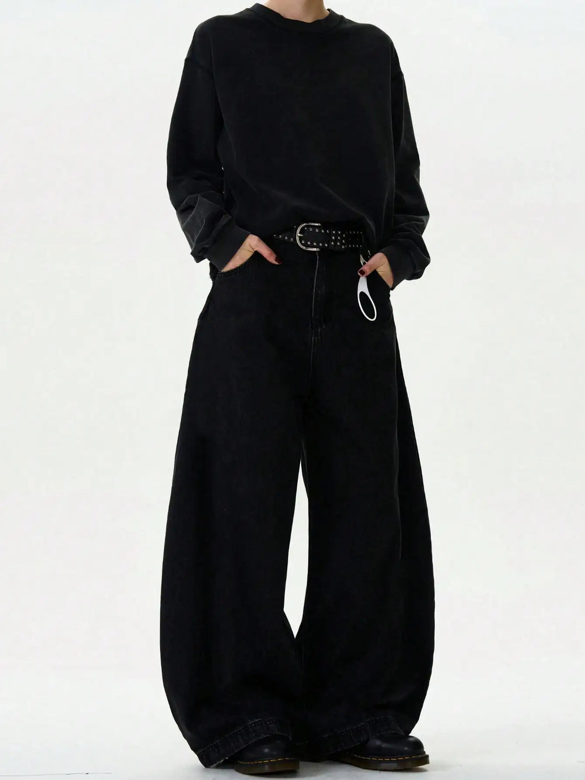 Men's Baggy Wide-Leg Curved Denim Jeans
