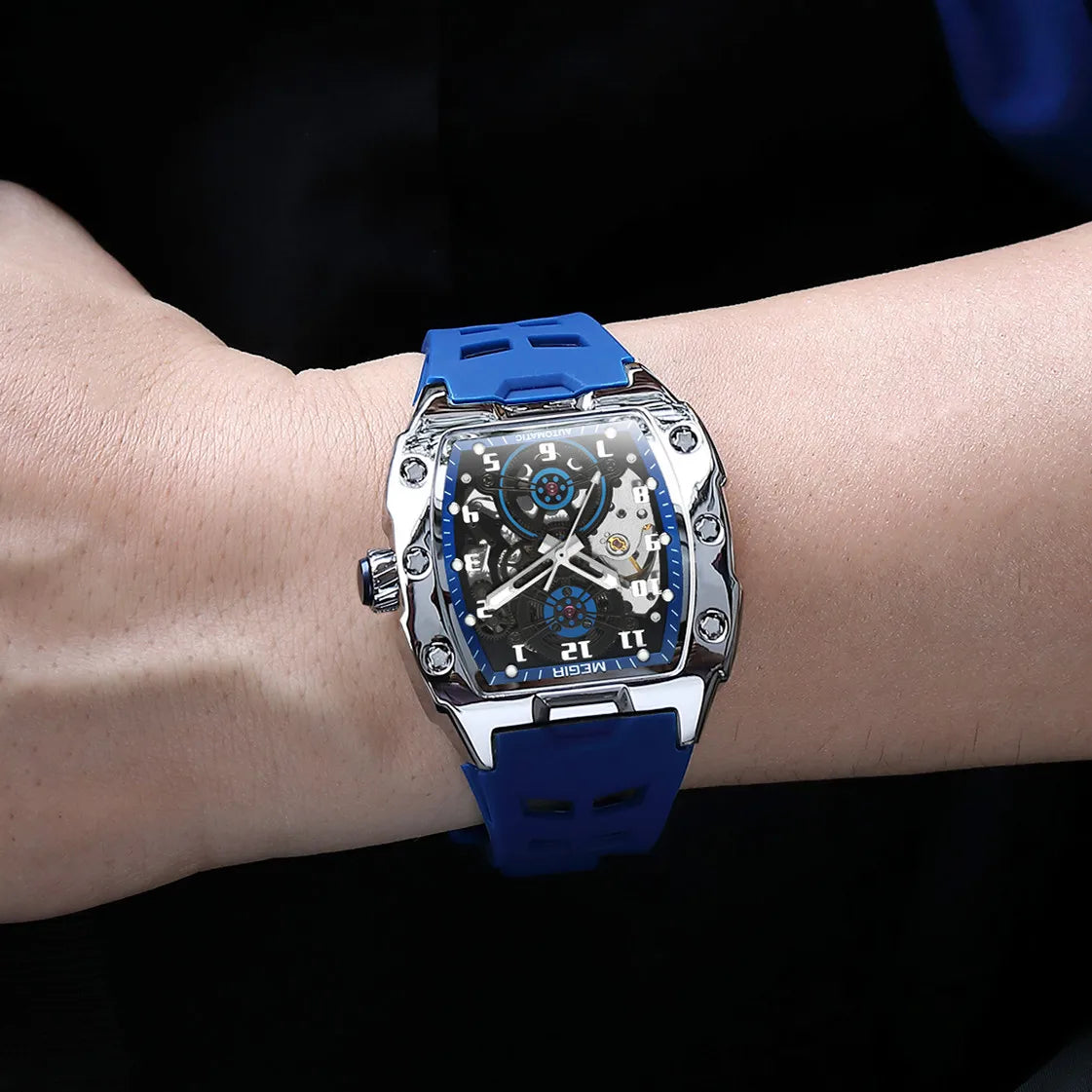 Luxury Automatic Skeleton Watch – Waterproof Silicone Sport Wristwatch