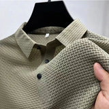 Men's Textured Knit Polo – Breathable Business Casual