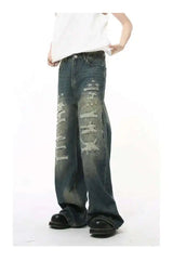 Men's Distressed Wide-Leg Jeans