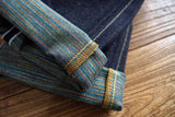 SAUCE ZHAN Mens Jeans Rainbow Sanforized Selvedge Denim Jeans Man Python Skin Labels Regular Fit 14 Oz