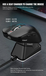 X11 Tri-Mode Wireless Gaming Mouse, 63g Lightweight, PAW3311 Sensor, 12000 DPI, Magnetic RGB Charging Dock