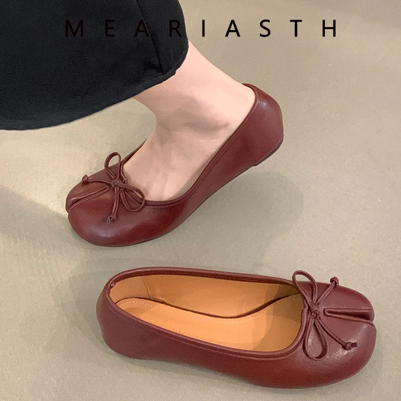 Women's Split-Toe Bow Loafers | Elegant Flat Pumps
