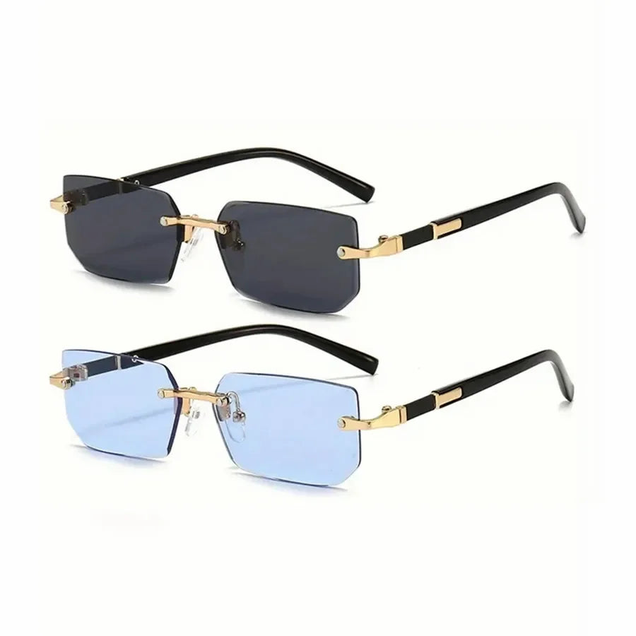 Rimless Rectangle Sunglasses for Women & Men