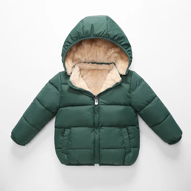 Kids’ Plush Cartoon Hooded Jacket