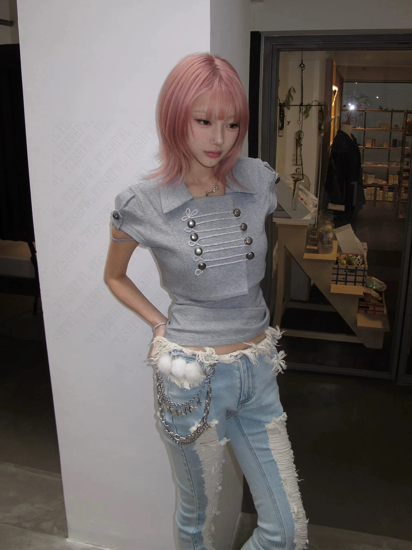 Fashionable American retro Y2K 2026 new Napoleon style short-sleeved lapel shirt t-shirt short-sleeved summer new women's item