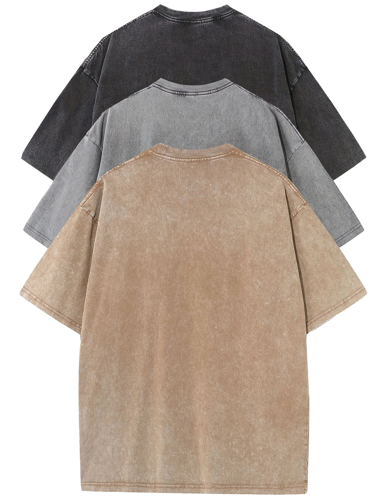 3pcs Men's 100% Cotton Loose-Fit T-Shirts in Solid Colors Casual Short Sleeve Crew Neck Ideal for Summer Outdoor