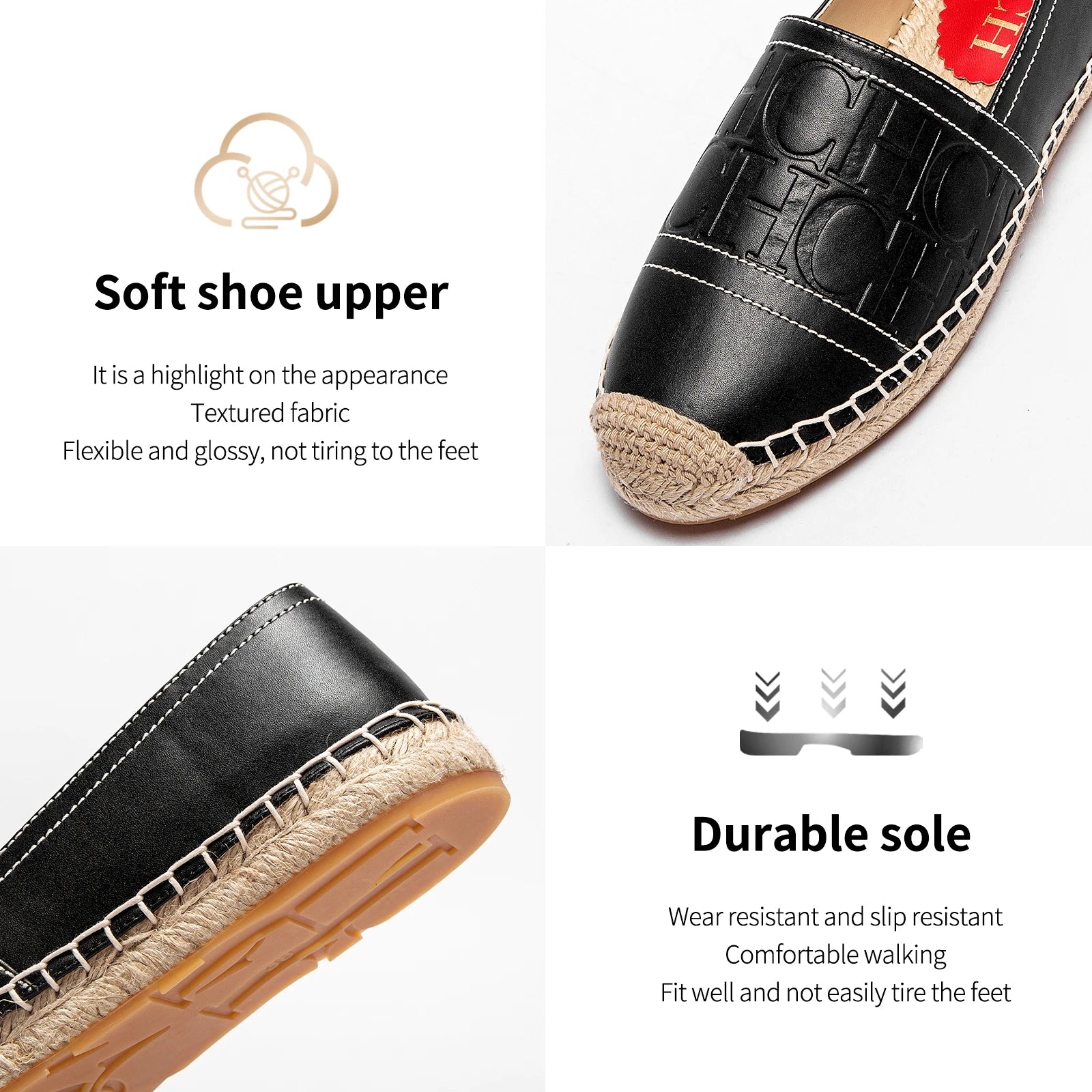 CHCH Women's Beach Shoes 2025 New Anti slip Handmade Hemp Bottom Flat Shoes Mommy Gift Casual Shoes