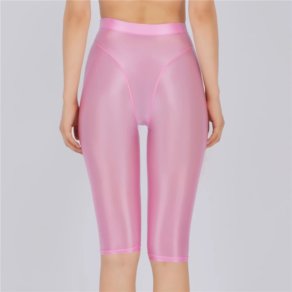 Women's Sheer Stretch Knee-Length Shorts
