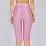 Women's Sheer Stretch Knee-Length Shorts