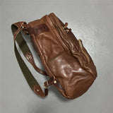 Vintage luxury genuine leather large capacity men's backpacks outdoor daily travel handmade soft real cowhide laptop schoolbags