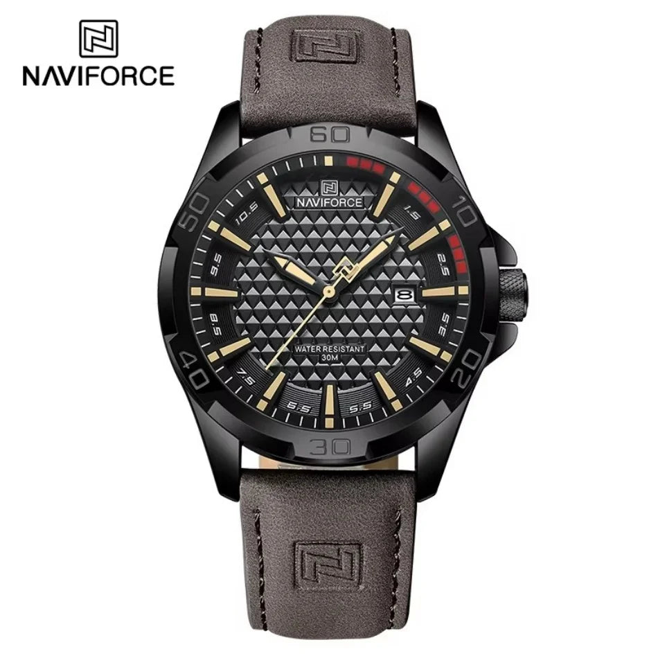 NAVIFORCE Men Casual Sport Military Quartz Calendar Wrist Watch for Man Business Leather Waterproof Male Clock Relogio Masculino