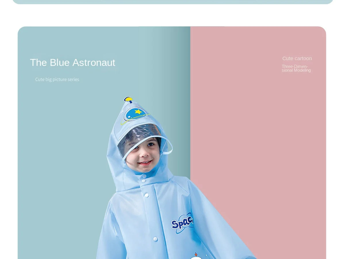 Kids' Whimsical Waterproof Raincoat with Backpack Space