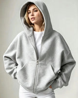 Women’s Relaxed Fleece Zip-Up Hoodie with Pockets