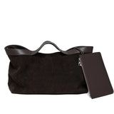 Motingsome Winter New Suede Big Tote Women Matte Cowhide Leather Handbag Oversized Shoulder Bowling Shopper Purse Luxury Design