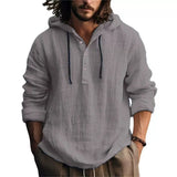 2025 New Men's Casual Blouse Cotton Linen Shirt Loose Tops Long Sleeve Tee Shirt Spring Autumn Casual Men's Shirts Hoodie