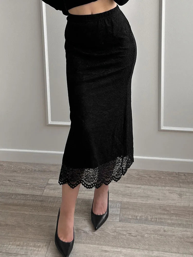 Elegant Lace Maxi Skirt – Women's Floral Pencil Skirt
