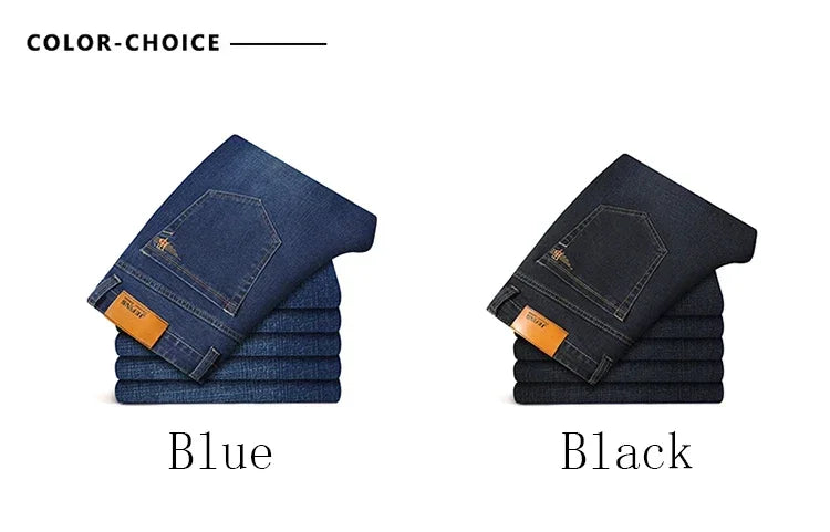 Men's Classic Straight-Leg Denim Jeans | Blue & Black