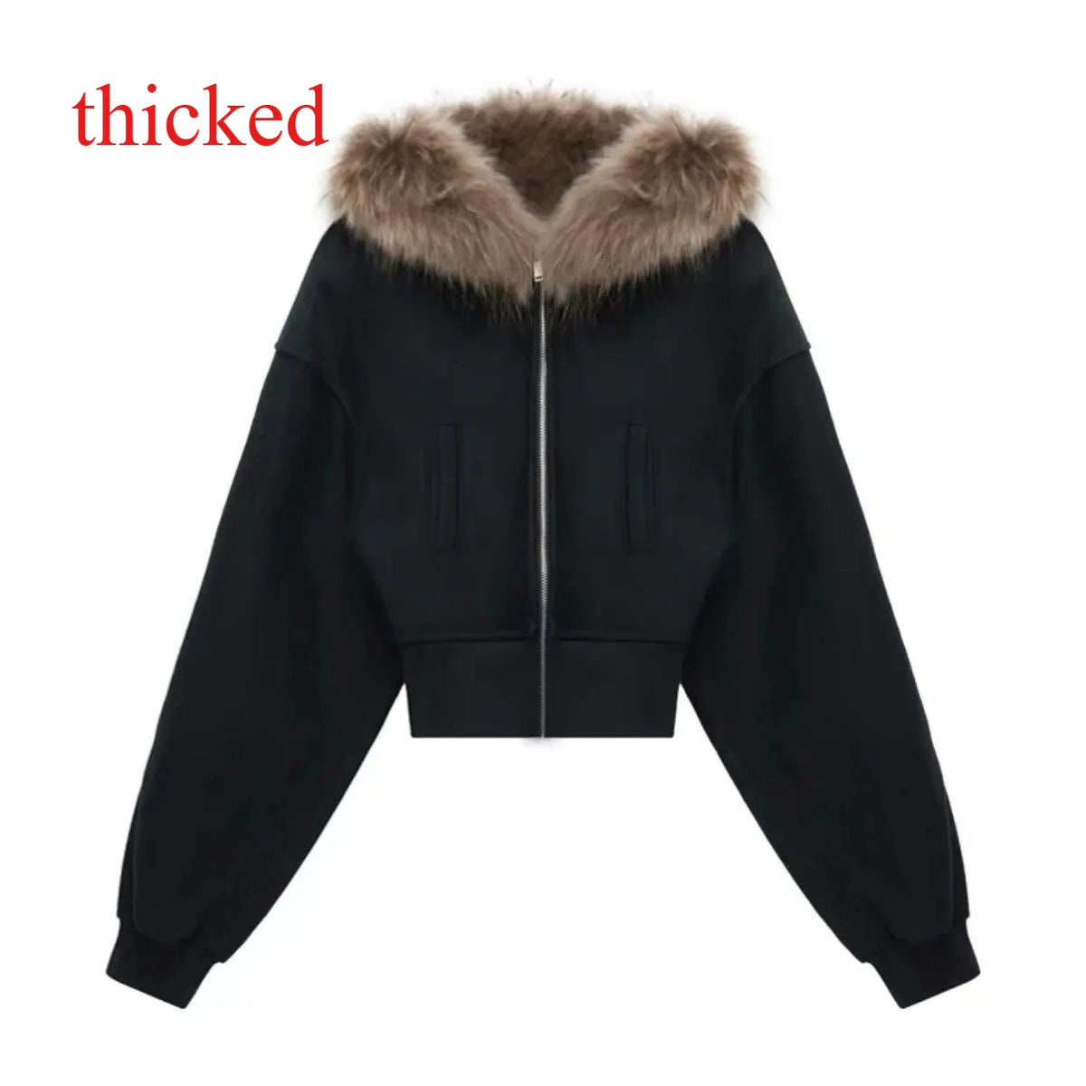Women’s Black Cropped Zip-Up Hoodie