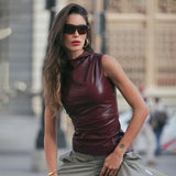 Y2K Vintage PU Leather Tank Top